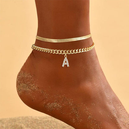 ⏰🔥 ¡OFERTA 50% OFF! 💛✨ Tobilleras Doradas con Inicial para Mujer – Diseño Delicado en Capas, Elegancia Personalizada para Cada Look 🌟