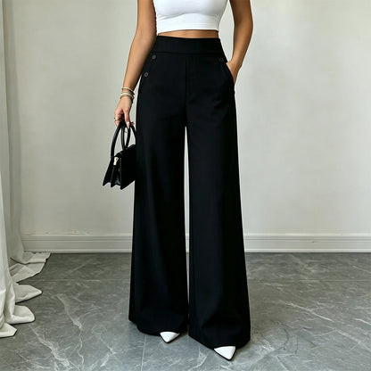 ⏰🔥 ¡OFERTA 50% OFF! 👖✨ Pantalones de Mujer de Talle Alto y Pierna Ancha – Diseño con Botones Laterales, Elegancia y Comodidad Todo el Día 💃