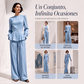 ⏰🔥 ¡OFERTA 50% OFF! 👗✨ Conjunto Elegante para Mujer con Blusa de Mangas Abullonadas y Pantalón de Pierna Ancha – Estilo Sofisticado, Cómodo y Favorecedor 💖