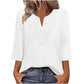 ⏰🔥 ¡OFERTA 50% OFF! 👚✨ Túnica de Mujer con Cuello en V, Encaje y Mangas 3/4 – Corte Holgado, Cómodo y Elegante 💖