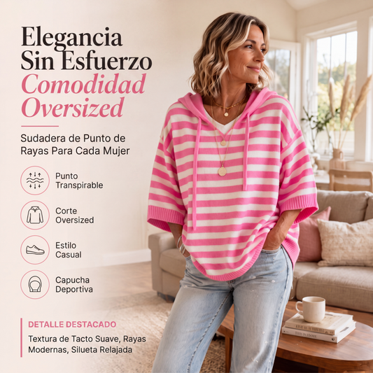 ⏰🔥 ¡OFERTA 50% OFF! 🧥✨ Jersey Sudadera con Capucha a Rayas para Mujer – Estilo Casual, Comodidad Cálida y Look Moderno 💖