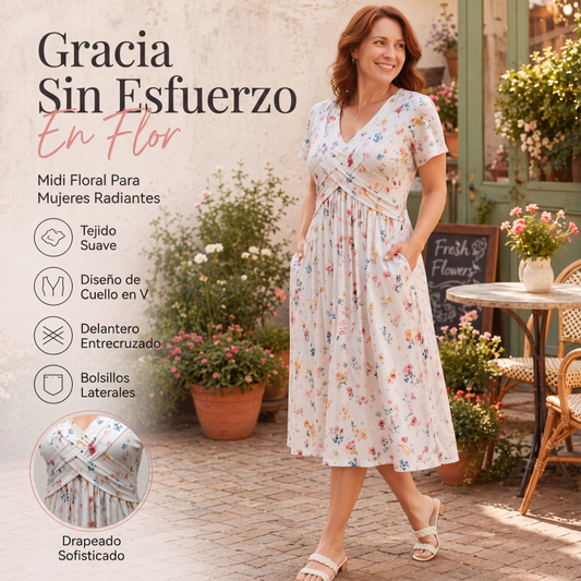⏰🔥 ¡OFERTA 50% OFF! 👗🌸 Vestido de Mujer con Cuello en V, Estampado Floral y Cintura Torcida – Elegancia Femenina, Figura Favorecida y Comodidad Todo el Día ✨