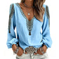 ⏰🔥 ¡OFERTA 50% OFF! 👚✨ Top de Manga Larga con Cuello en V y Estampado 3D para Mujer – Diseño Moderno, Elegante y Cómodo para Todo el Día 🌸