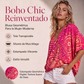 ⏰🔥 ¡OFERTA 50% OFF! 👚🌸 Top de Manga Murciélago con Estampado Bohemio y Cuello en V para Mujer – Estilo Único, Cómodo y Elegante ✨