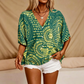 ⏰🔥 ¡OFERTA 50% OFF! 👚🌸 Top de Manga Murciélago con Estampado Bohemio y Cuello en V para Mujer – Estilo Único, Cómodo y Elegante ✨