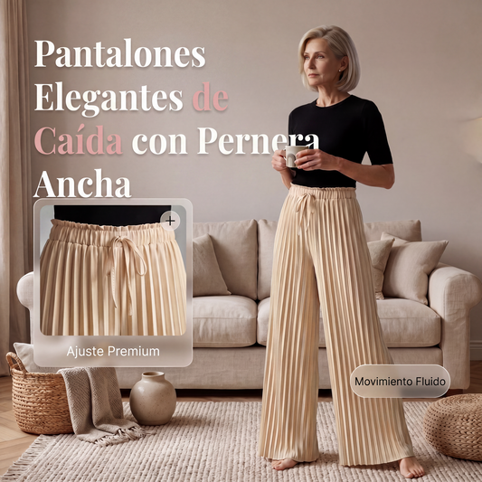 ⏰🔥 ¡OFERTA 50% OFF! 👖✨ Pantalones Plisados de Pierna Ancha para Mujer – Cintura Alta, Elegantes y Cómodos Todo el Día 🌸