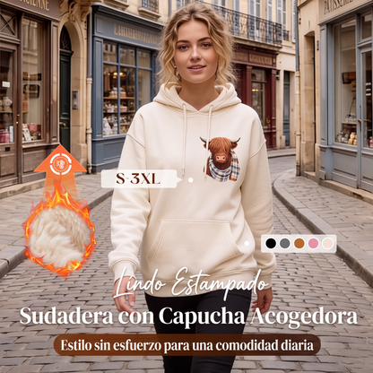 ⏰🔥 ¡OFERTA 50% OFF! 🐮🧸 Sudadera con Capucha de Vaca Highland para Mujer – Forro Polar Suave, Diseño Adorable y Máxima Comodidad ✨