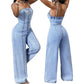 ⏰🔥 ¡OFERTA 50% OFF! 👖✨ Enterizo Vaquero de Pierna Ancha para Mujer – Cintura Alta, Estilo Vintage y Comodidad Todo el Día 💙