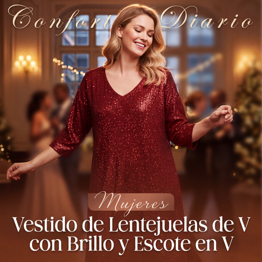 ⏰🔥 ¡OFERTA 50% OFF! 👗✨ Vestido de Lentejuelas Brillantes para Mujer – Cuello en V, Elegante y Perfecto para Fiestas 🎉💎