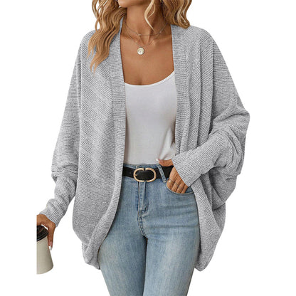 Cárdigan de punto holgado de manga murciélago para mujer