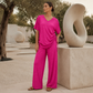 Women’s Casual V-Neck Top & Wide-Leg Pants Set