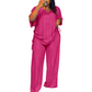 Women’s Casual V-Neck Top & Wide-Leg Pants Set