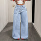 Women's Asymmetrical Waist Wide Leg Jeans