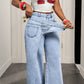 Women's Asymmetrical Waist Wide Leg Jeans