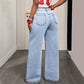 Women's Asymmetrical Waist Wide Leg Jeans