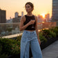 Women's Asymmetrical Waist Wide Leg Jeans