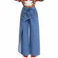 Women's Asymmetrical Waist Wide Leg Jeans