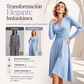 Vestido midi elegante de cuello en V para mujer