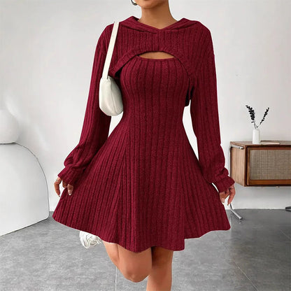 Conjunto de punto canelado de 2 piezas para mujer