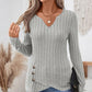 Top de punto de punto para mujer con cuello en V y dobladillo asimétrico
