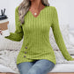Top de punto de punto para mujer con cuello en V y dobladillo asimétrico