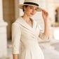 Vestido tubo elegante de cuello de solapa con bolsillos