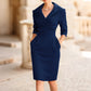 Vestido tubo elegante de cuello de solapa con bolsillos