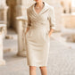 Vestido tubo elegante de cuello de solapa con bolsillos