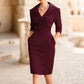 Vestido tubo elegante de cuello de solapa con bolsillos