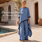Conjunto de túnica informal y pantalones de pierna ancha para mujer