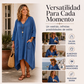 Vestido asimétrico holgado de cuello en V para mujer