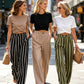 Pantalones casuales de talle alto y pierna ancha para mujer