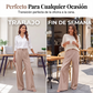 Pantalones casuales de talle alto y pierna ancha para mujer