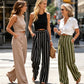 Pantalones casuales de talle alto y pierna ancha para mujer