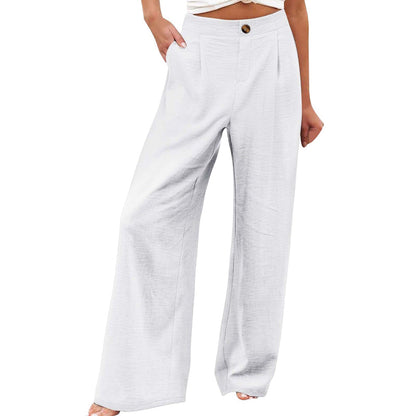 Pantalones casuales de talle alto y pierna ancha para mujer