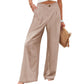 Pantalones casuales de talle alto y pierna ancha para mujer