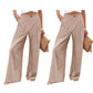 Pantalones casuales de talle alto y pierna ancha para mujer
