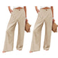 Pantalones casuales de talle alto y pierna ancha para mujer