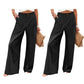Pantalones casuales de talle alto y pierna ancha para mujer