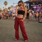 Women's Vintage Wide Leg Cargo Pants