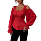 Women's Cold Shoulder Floral Jacquard Top
