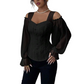 Women's Cold Shoulder Floral Jacquard Top