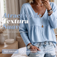 Blusa casual de manga larga con cuello en V para mujer