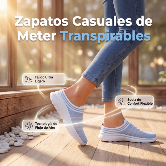 Zapatillas tipo mula sin cordones de malla transpirable para mujer