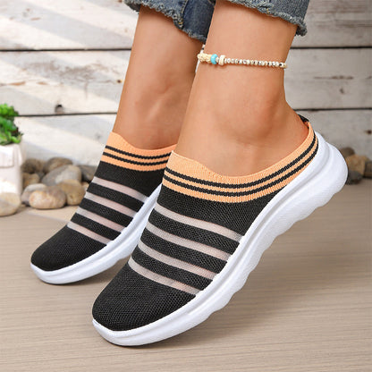 Zapatillas tipo mula sin cordones de malla transpirable para mujer