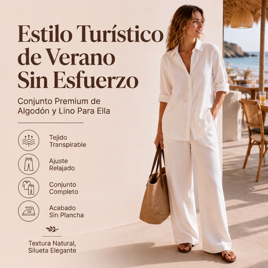 🔥⏰ ¡OFERTA 50% OFF! 👚 Conjunto de Camisa Informal y Pantalones de Pierna Ancha para Mujer – Elegante, Cómodo y Versátil ✨