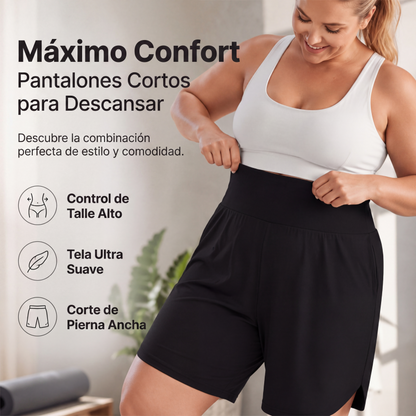 🔥⏰ ¡OFERTA 50% OFF! 🩳 Pantalones Cortos de Pierna Ancha para Mujer – Talle Alto, Súper Cómodos y Perfectos para Tallas Grandes ✨