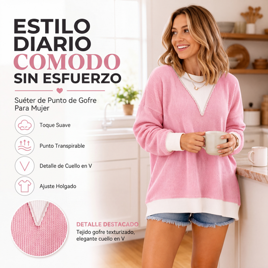 🔥⏰ ¡OFERTA 50% OFF! 👕 Top Casual de Mujer con Cuello Redondo y Bloques de Color – Estilo Moderno, Cómodo y Fácil de Combinar ✨