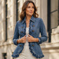 🔥⏰ ¡OFERTA 50% OFF! 👗 Chaqueta Vaquera de Mujer con Volantes y Doble Botonadura – Estilo Femenino, Elegante y Moderno ✨