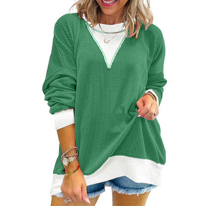 🔥⏰ ¡OFERTA 50% OFF! 👕 Top Casual de Mujer con Cuello Redondo y Bloques de Color – Estilo Moderno, Cómodo y Fácil de Combinar ✨